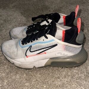 Nike Kids' White and Gray Sneakers with Red Accents